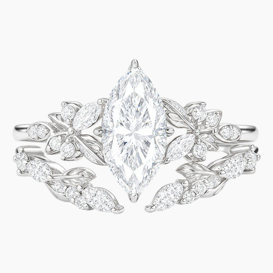 The Elysian Flora Marquise Diamond Bridal Set