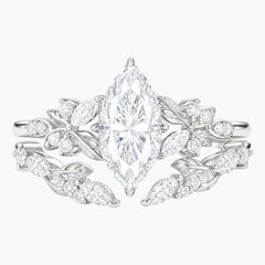 The Elysian Flora Marquise Diamond Bridal Set