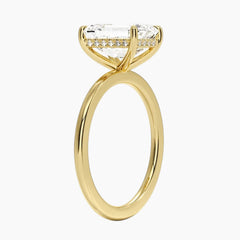 Solitaire  Emerald Halo Moissanite Engagement Ring