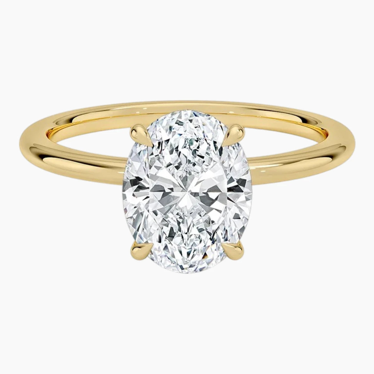 Luise Oval Solitaire Tulip Hidden Halo Moissanite Ring