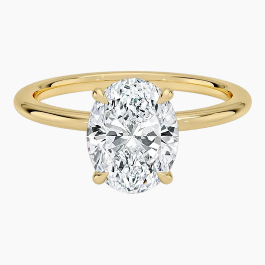 Luise Oval Solitaire Tulip Hidden Halo Moissanite Ring