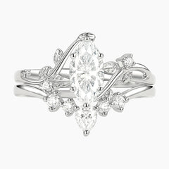 Aurora Crown Luxury Marquise Moissanite Botanical Stacking Set