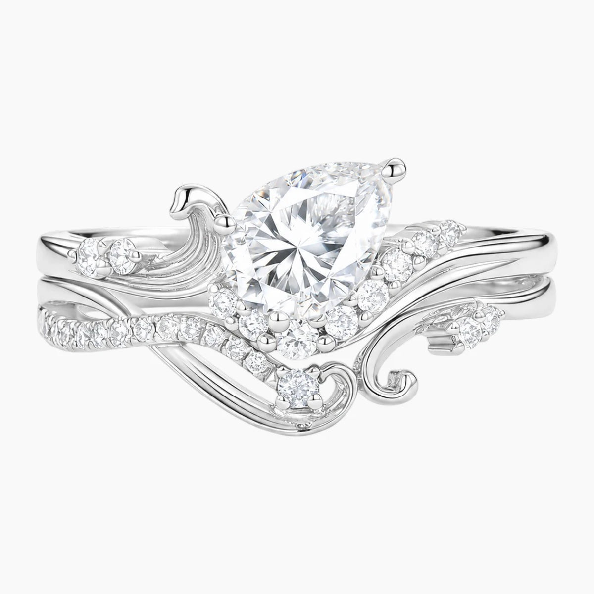 The Sovereign Dewdrop Moissanite Pear-Cut Stacking Set