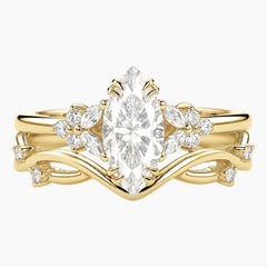 Luminous Vine Marquise Cut Moissanite Wedding Set