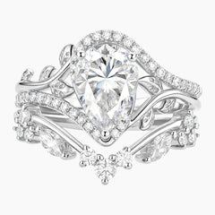 The Gilded Eden Pear-Cut Moissanite Vine Bridal Set