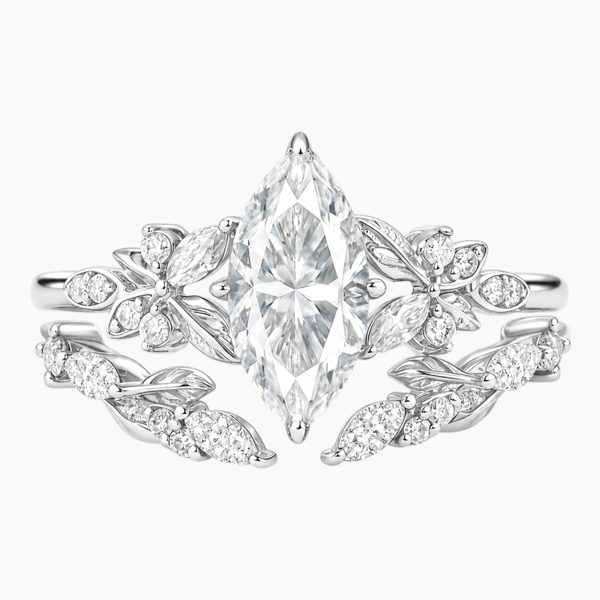 Eternal Oasis Leafy Vine Moissanite Ring Set