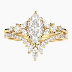 Elysium Marquise Moissanite Crown Ring Set