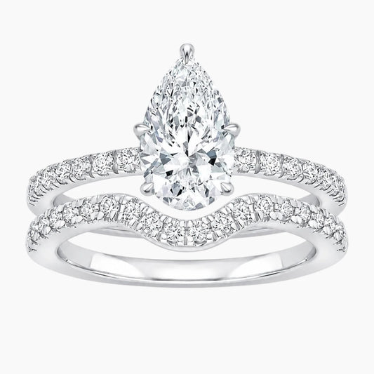 Aurelia Duet 1 Carat Pear Cut Wave Stack Moissanite Ring Set