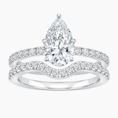 Aurelia Duet 1 Carat Pear Cut Wave Stack Moissanite Ring Set