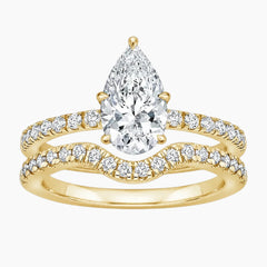 Aurelia Duet 1 Carat Pear Cut Wave Stack Moissanite Ring Set