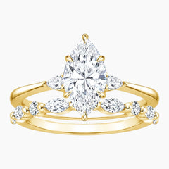Aurelia Duet 1 Carat Marquise Leaf Moissanite Ring Set