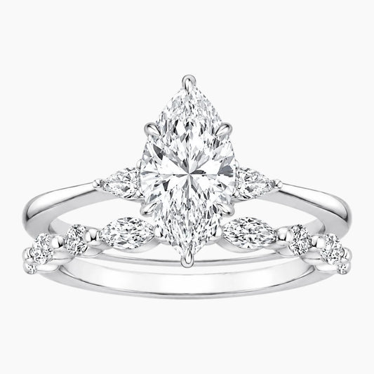 Aurelia Duet 1 Carat Marquise Leaf Moissanite Ring Set