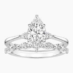 Aurelia Duet 1 Carat Marquise Leaf Moissanite Ring Set