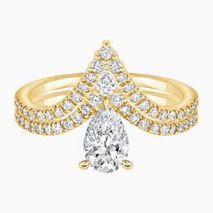 Aurelia Duet 1 Carat Pear V Shape Moissanite Ring Set