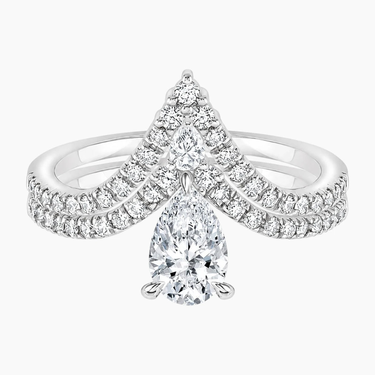 Aurelia Duet 1 Carat Pear V Shape Moissanite Ring Set