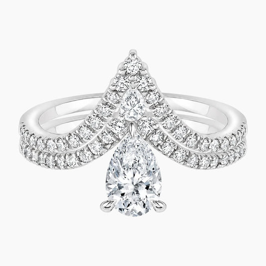 Aurelia Duet 1 Carat Pear V Shape Moissanite Ring Set