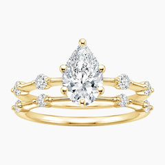 Aurelia Duet 1 Carat Pear Floating Moissanite Ring Set
