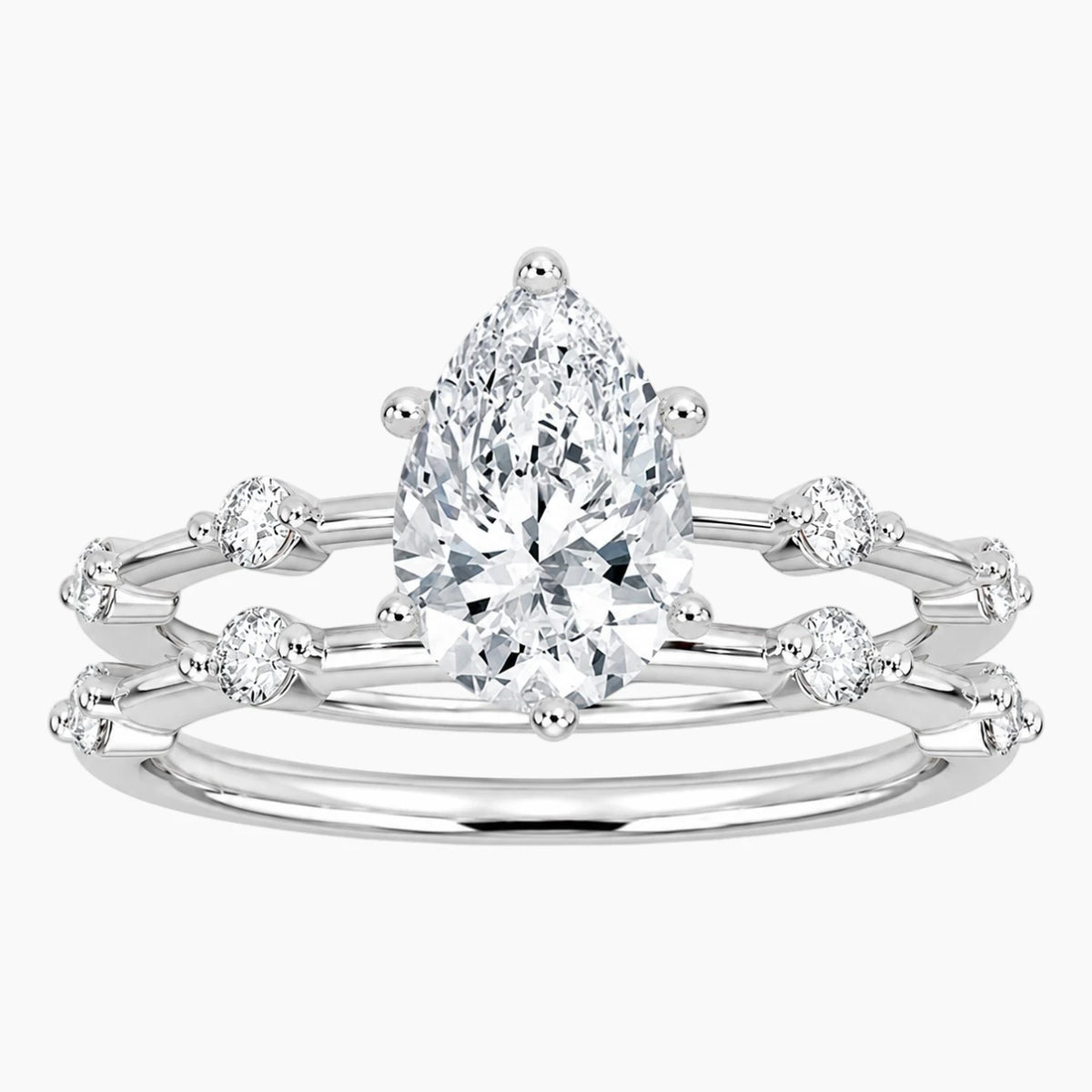 Aurelia Duet 1 Carat Pear Floating Moissanite Ring Set