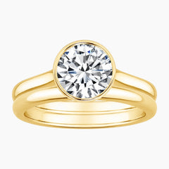 Aurelia Duet 1 Carat Round Bezel Moissanite Ring Set