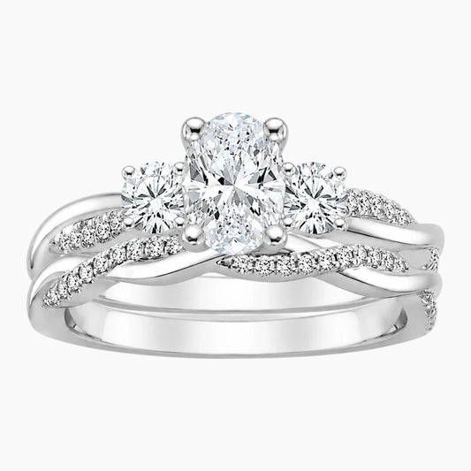 Aurelia Trinity 1 Carat Oval Three Stone Moissanite Ring Set