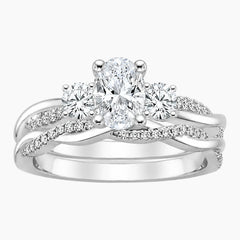 Aurelia Trinity 1 Carat Oval Three Stone Moissanite Ring Set