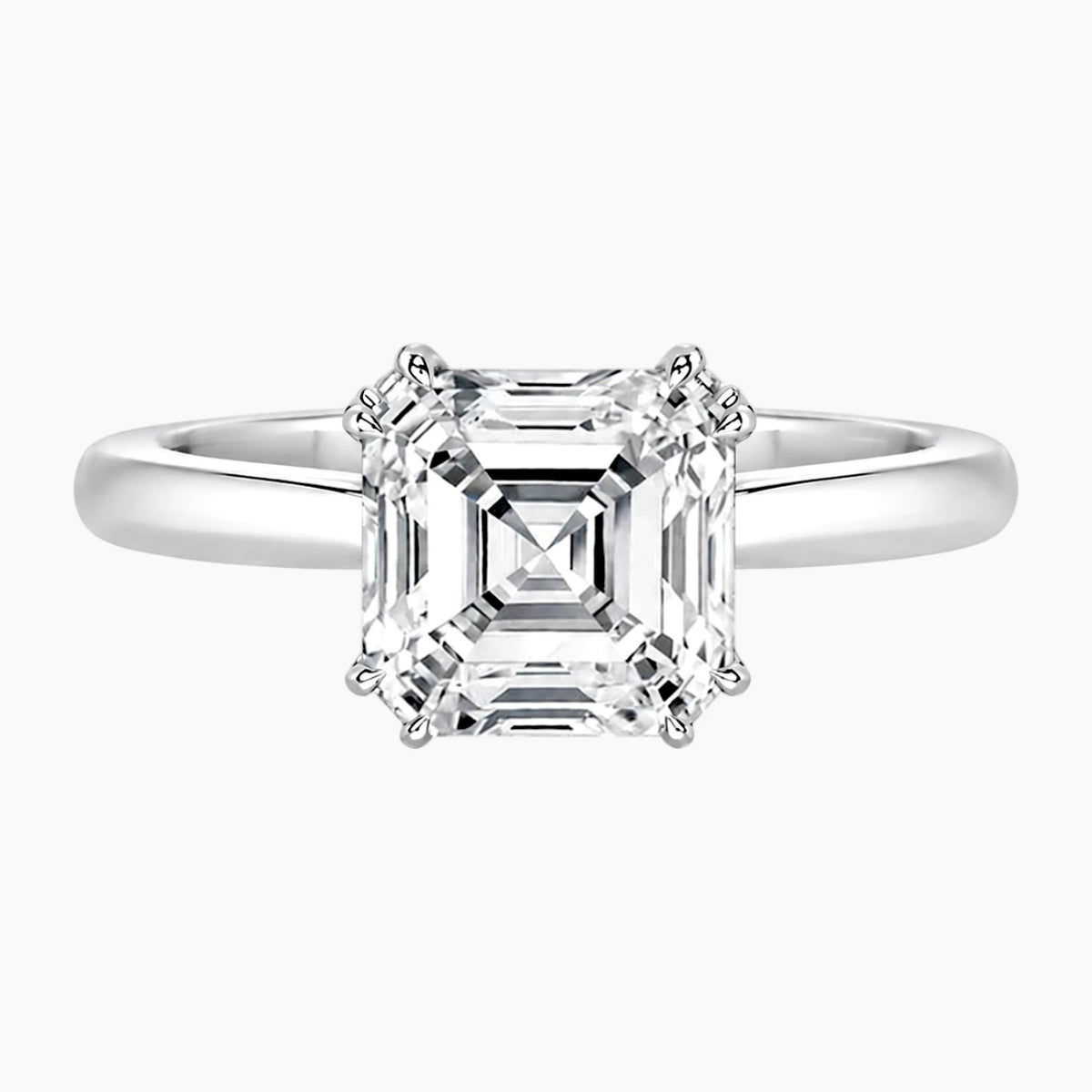 Elara Asscher Cut Four-Prong Setting 3 Carat Moissanite Ring