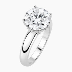 Aveline Round Cut Hidden Halo Moissanite Ring with 3.5mm Band