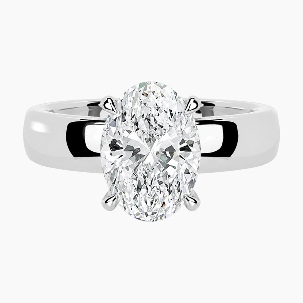 Aveline Oval Cut Hidden Halo Moissanite Ring with 3.5mm Band