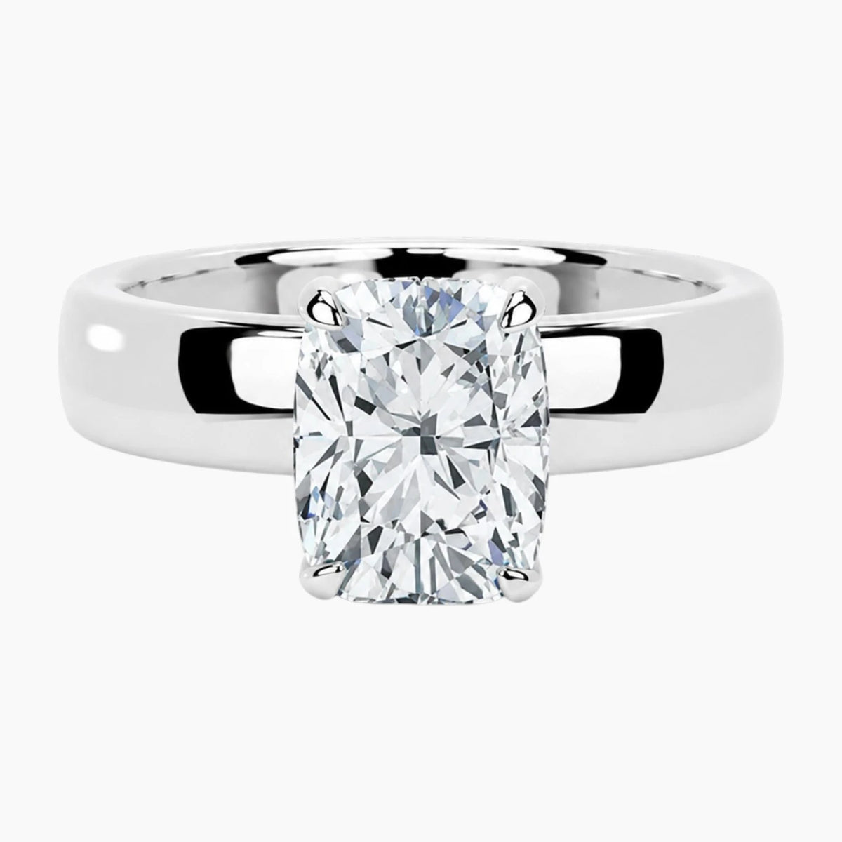 Aveline Elongated Cushion Cut Hidden Halo Moissanite Ring with 3.5mm Band