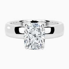 Aveline Elongated Cushion Cut Hidden Halo Moissanite Ring with 3.5mm Band