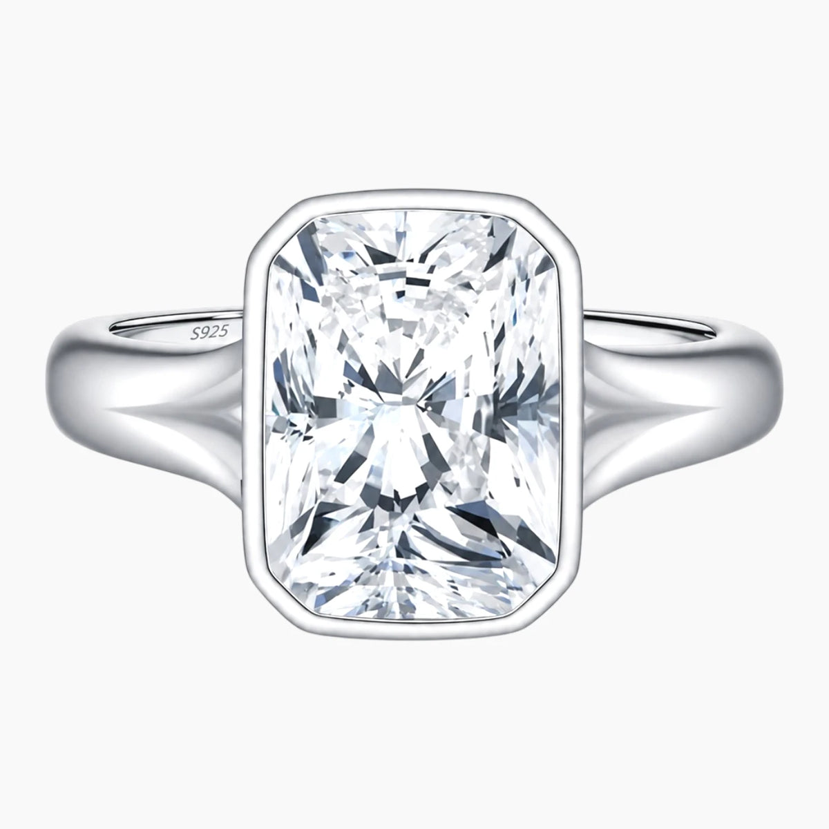 Elowen Radiant Cut 4.5 Carat Bezel Moissanite Ring