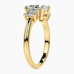 Varelline Cushion Three-Stone Moissanite Ring