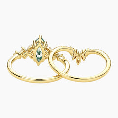 Évandrisse Marquise Moss Agate Floral Tiara Ring Set