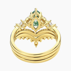 Virellora Marquise Moss Agate 3-Piece Engagement Ring Set