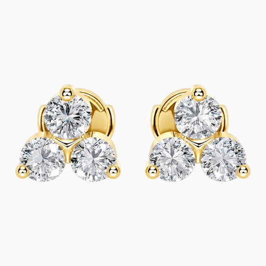 Aurellisse Round Three-Stone Moissanite Stud Earrings