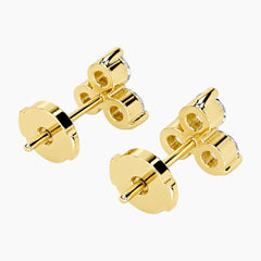 Aurellisse Round Three-Stone Moissanite Stud Earrings