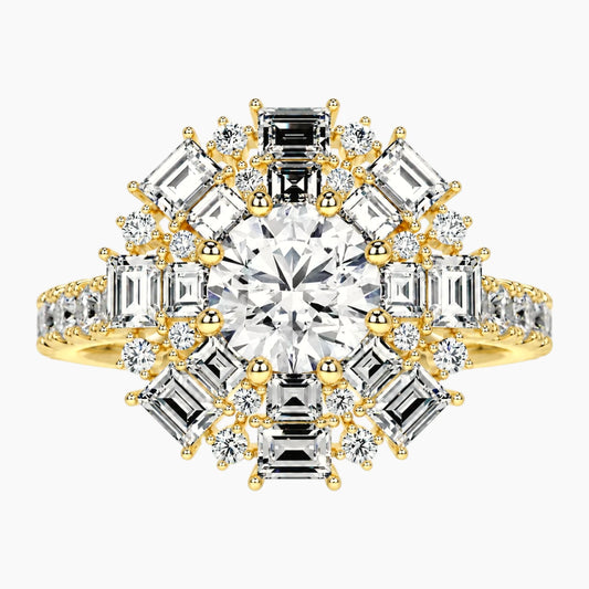 Écloselle Round Moissanite Mixed-Cut Floral Engagement Ring