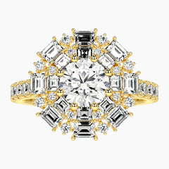 Écloselle Round Moissanite Mixed-Cut Floral Engagement Ring