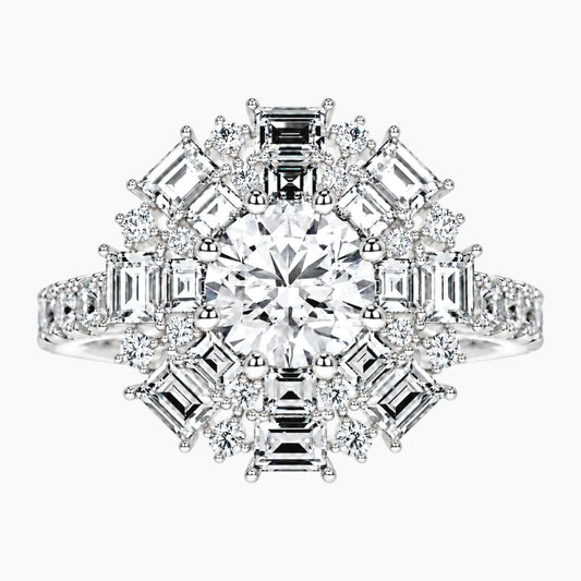 Écloselle Round Moissanite Mixed-Cut Floral Engagement Ring