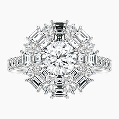 Écloselle Round Moissanite Mixed-Cut Floral Engagement Ring