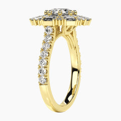 Écloselle Round Moissanite Mixed-Cut Floral Engagement Ring
