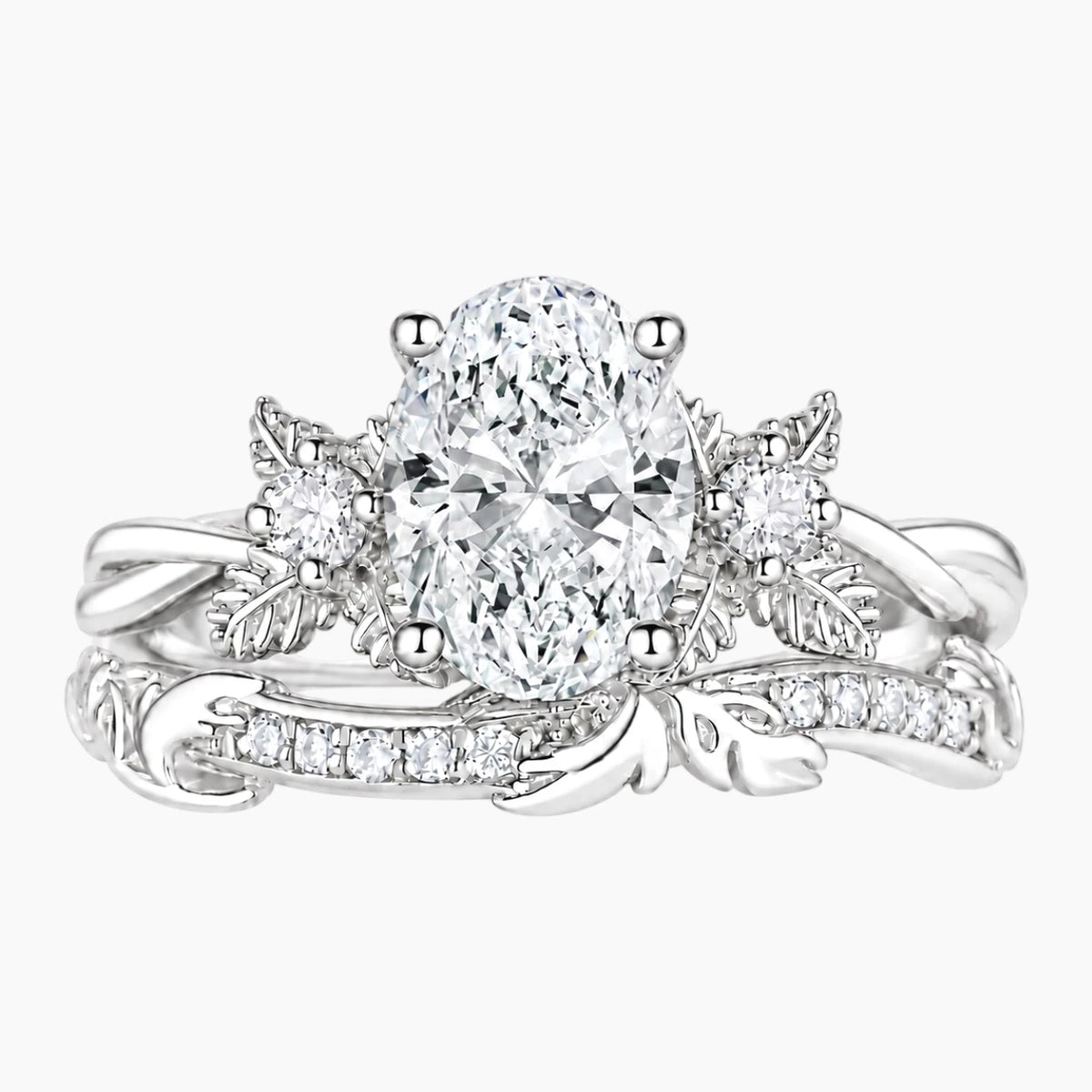 Aurelisse 1.5 Carat Oval Moissanite Botanical Ring Set