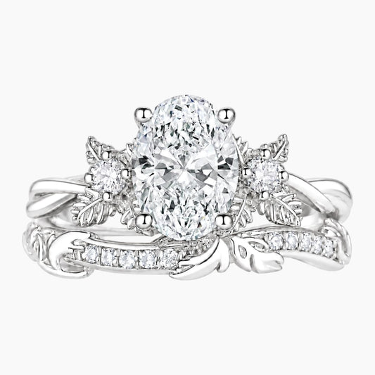 Aurelisse 1.5 Carat Oval Moissanite Botanical Ring Set
