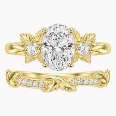 Aurelisse 1.5 Carat Oval Moissanite Botanical Ring Set
