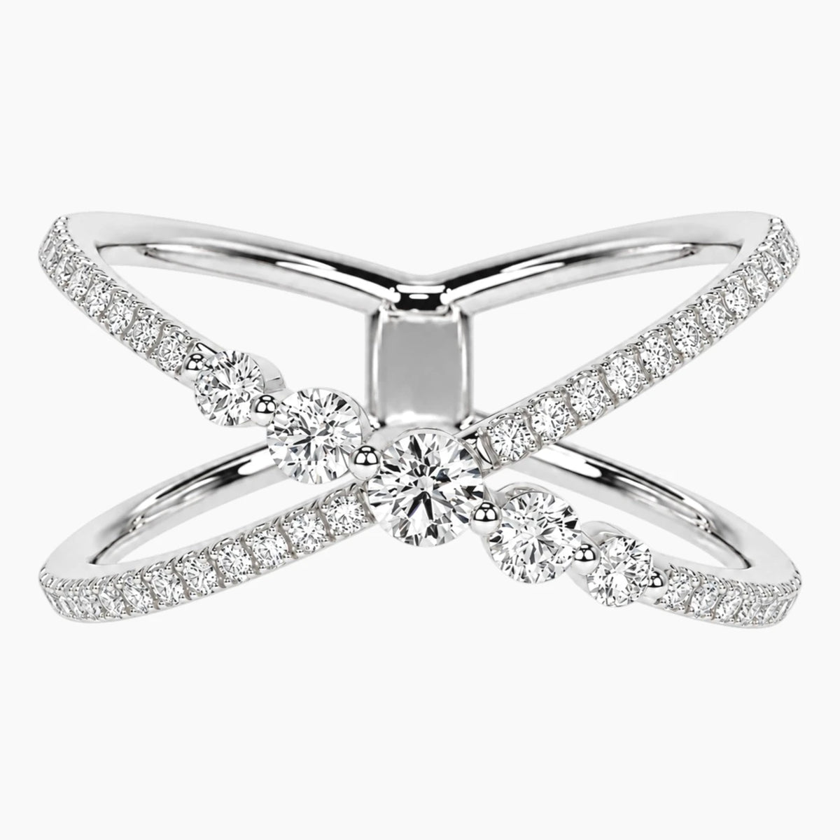 Éloria Round Moissanite X-Crossover Ring