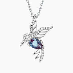 The Avielle Pear-Cut Lab-Grown Alexandrite Hummingbird Necklace