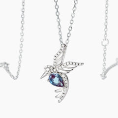 The Avielle Pear-Cut Lab-Grown Alexandrite Hummingbird Necklace