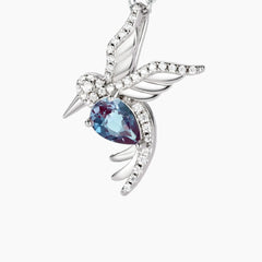 The Avielle Pear-Cut Lab-Grown Alexandrite Hummingbird Necklace