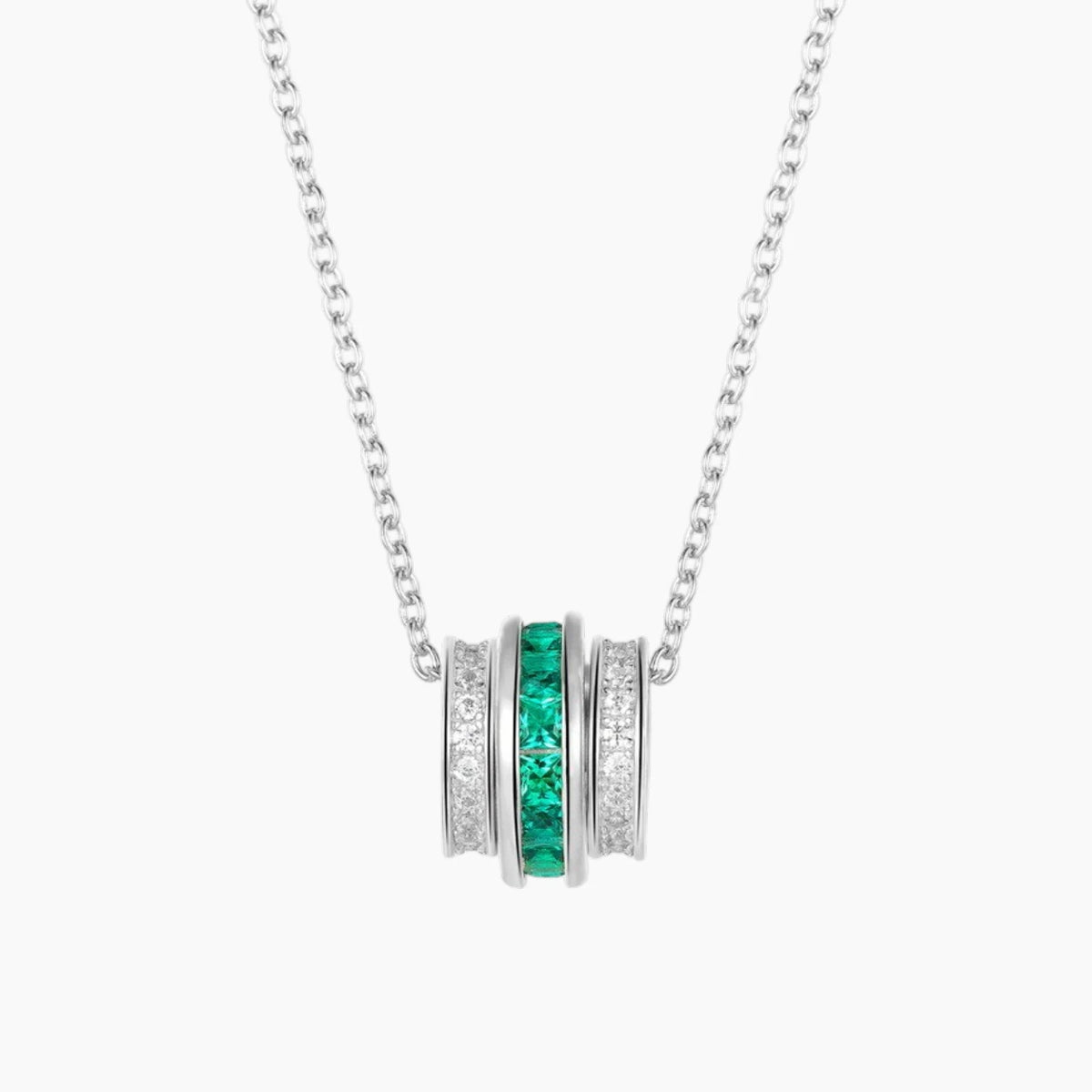 The Verdelle Lab-Grown Emerald Channel Pendant Necklace