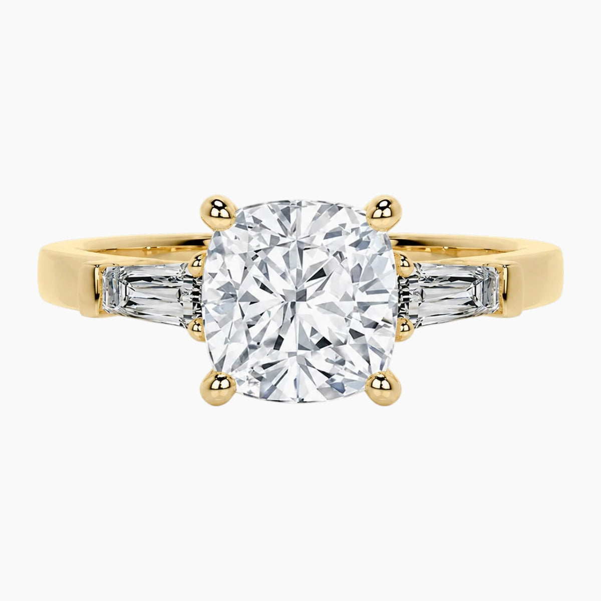 Verona Cushion Cut Moissanite Three-Stone Ring